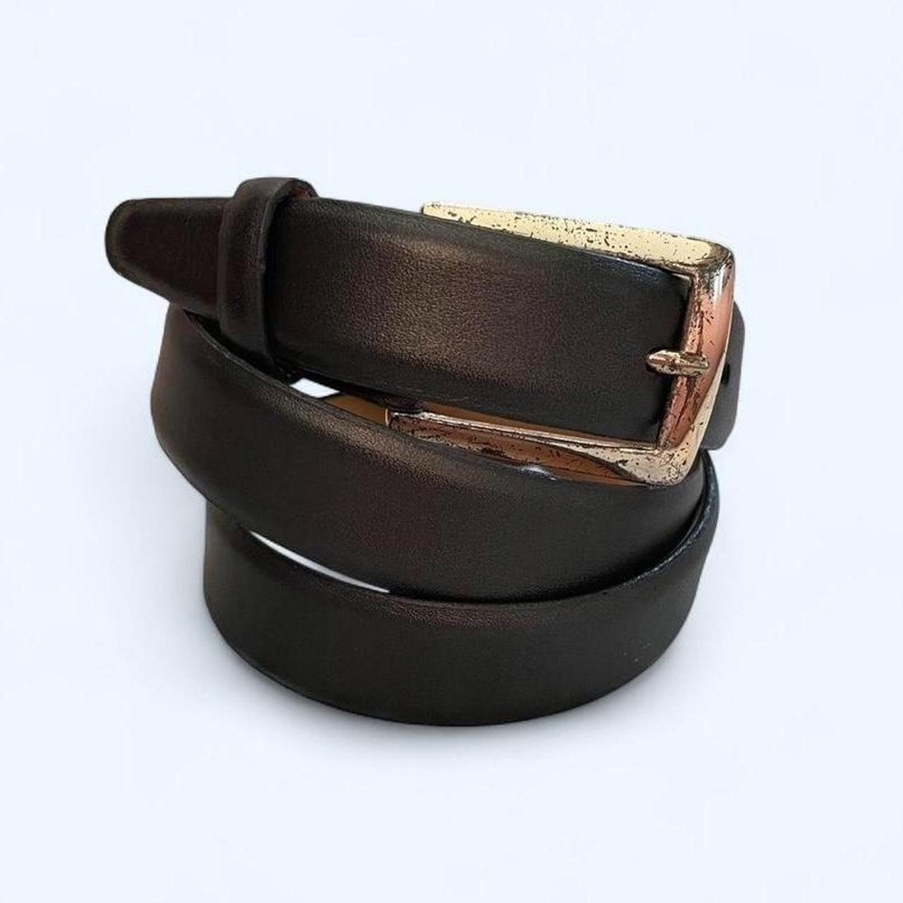 Vintage dark gray leather belt with silver buckle size‎ L by Cipriani